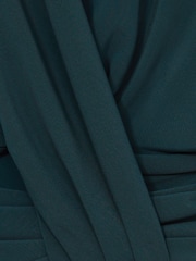 Reiss Teal Callie Draped-Front Jersey Mini Dress - Image 7 of 7