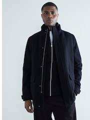 River Island Black Wool Commuter 100% Cotton Coat - Image 1 of 6