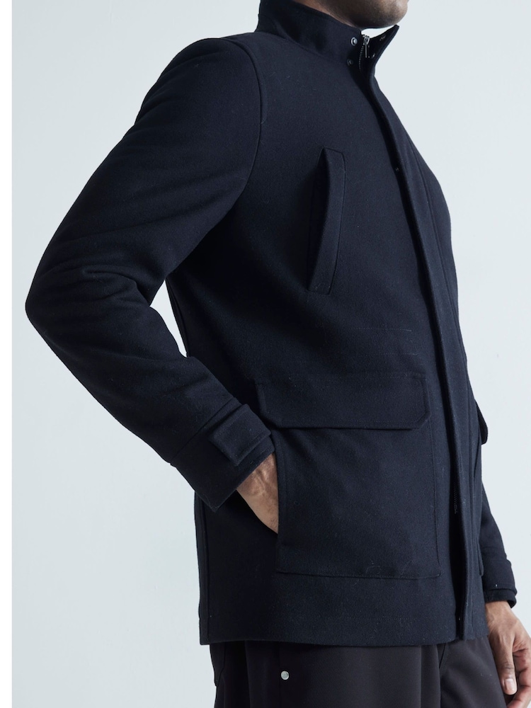 River Island Black Wool Commuter 100% Cotton Coat - Image 2 of 6