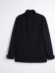River Island Black Wool Commuter 100% Cotton Coat - Image 5 of 6