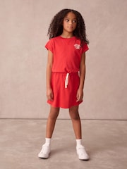 Superdry Red Crack Printed 100% Organic Cotton Dress - Image 2 of 12