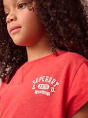 Superdry Red Crack Printed 100% Organic Cotton Dress - Image 4 of 12