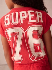 Superdry Red Crack Printed 100% Organic Cotton Dress - Image 5 of 12