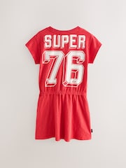 Superdry Red Crack Printed 100% Organic Cotton Dress - Image 9 of 12