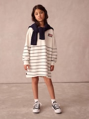Superdry White Stripe Classic Flag Sweat Dress - Image 1 of 10