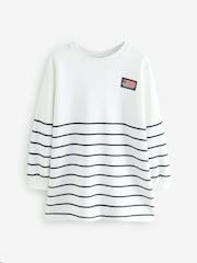 Superdry White Stripe Classic Flag Sweat Dress - Image 5 of 10