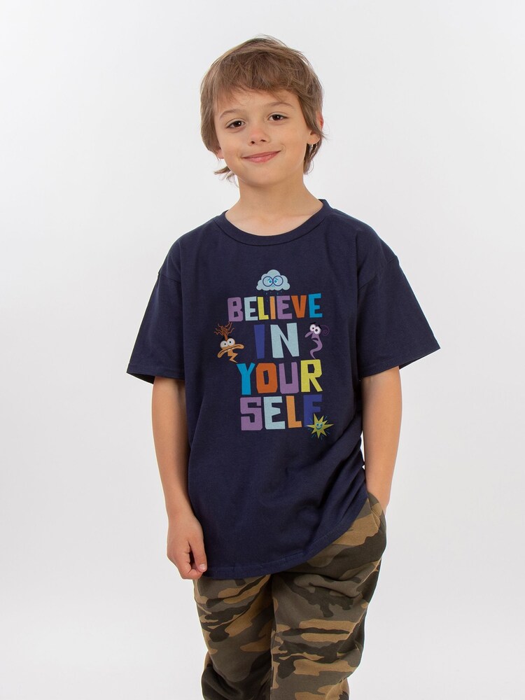 Brands In Blue Boys Disney Inside Out 2 Believe 100% Cotton T-Shirt - Image 1 of 3 Brands In Blue Boys Disney Inside Out 2 Believe 100% Cotton T-Shirt - Image 1 of 3