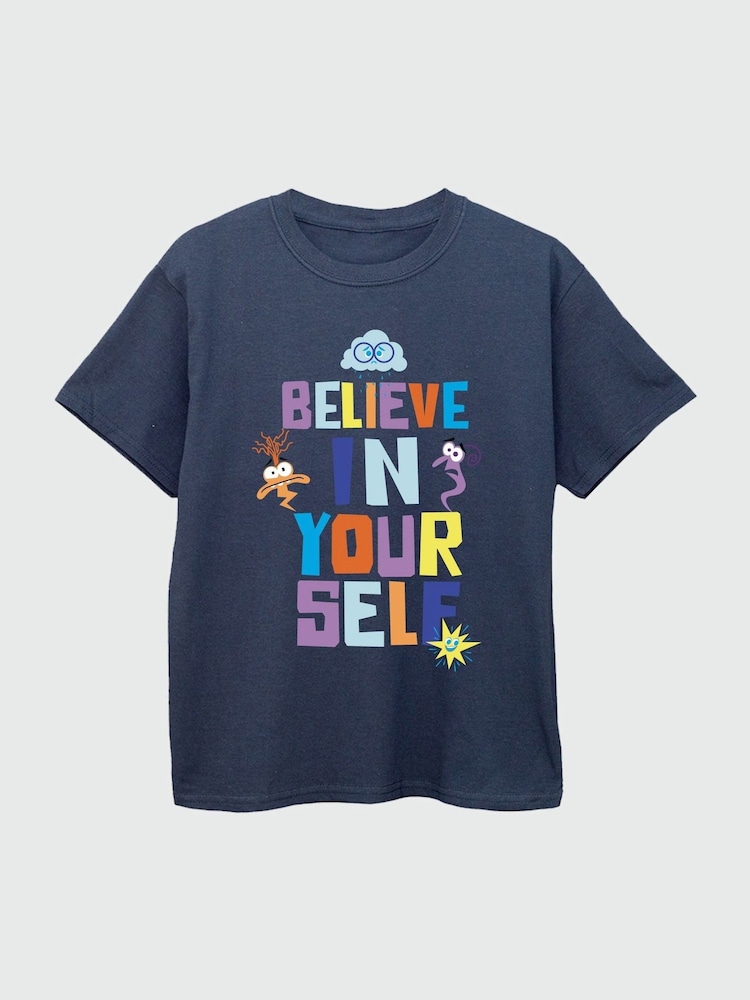 Brands In Blue Boys Disney Inside Out 2 Believe 100% Cotton T-Shirt - Image 2 of 3