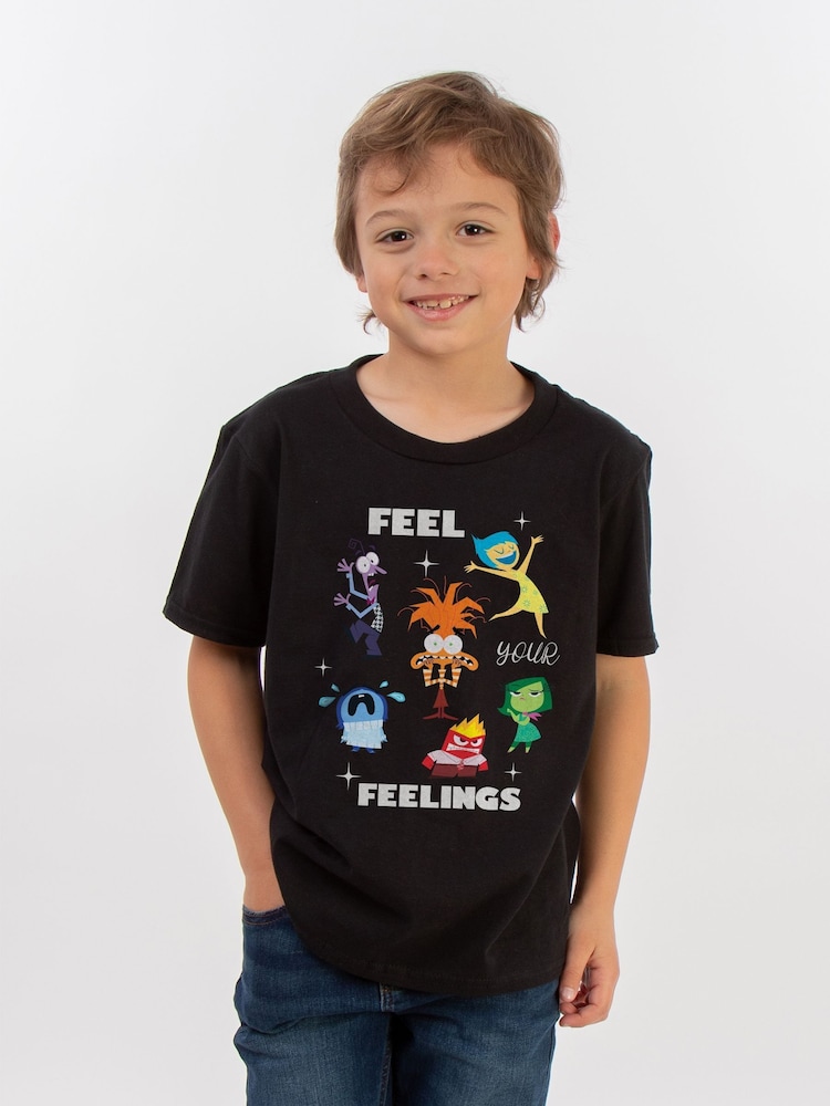 Brands In Black Disney Inside Out 2 Feelings T-Shirt - Image 1 of 3 Brands In Black Disney Inside Out 2 Feelings T-Shirt - Image 1 of 3