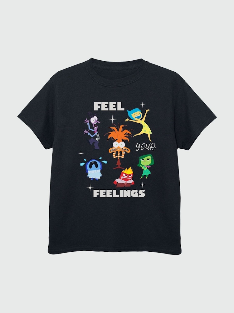 Brands In Black Disney Inside Out 2 Feelings Girls 100% Cotton T-Shirt - Image 2 of 3