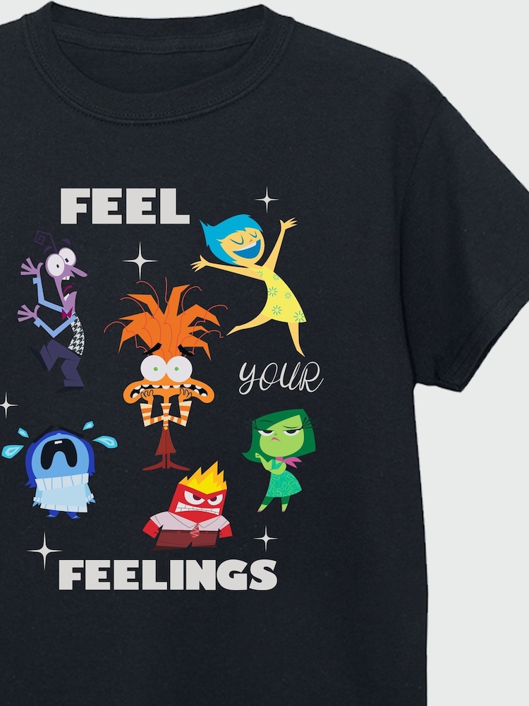 Brands In Black Disney Inside Out 2 Feelings Girls 100% Cotton T-Shirt - Image 3 of 3