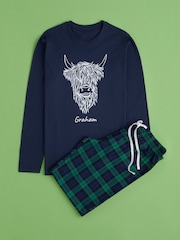 Personalised Mens Highland Cow 100% Cotton Pyjamas by Stitch Style - Image 1 of 8