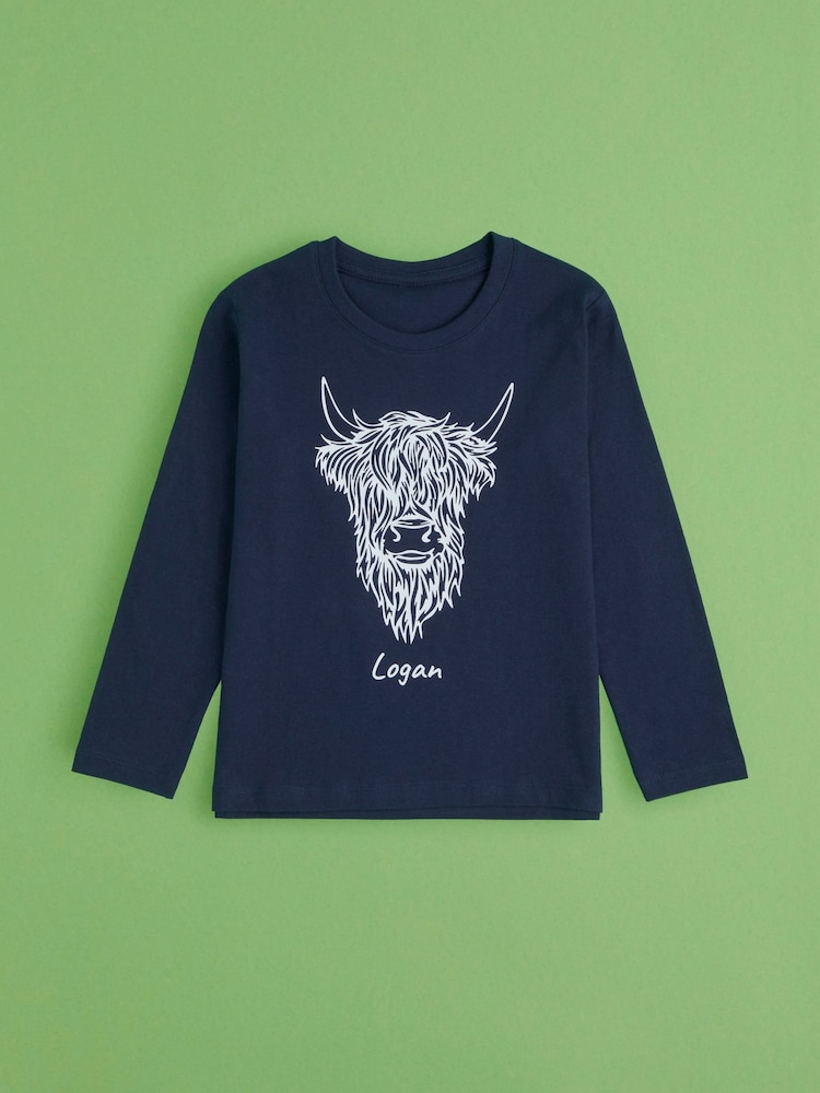 Personalised Boys Highland Cow 100% Cotton Pyjamas by Stitch Style - Image 1 of 7