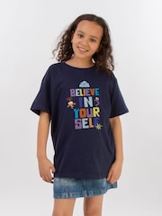 Brands In Blue Girls Disney Inside Out 2 Believe 100% Cotton T-Shirt - Image 1 of 3