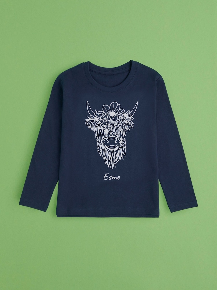 Personalised Girls Highland Cow 100% Cotton Pyjamas by Stitch Style - Image 2 of 9