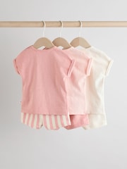 Pink/White Stripe Baby Short Sleeve T-Shirt and Shorts Set 6 Piece - Image 2 of 13