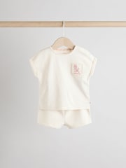 Pink/White Stripe Baby Short Sleeve T-Shirt and Shorts Set 6 Piece - Image 5 of 13