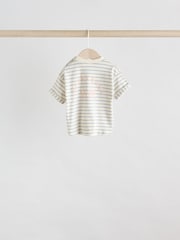 Pink and Grey Stripe Baby Short Sleeve T-Shirt and Shorts Set 6 Piece - Image 10 of 17