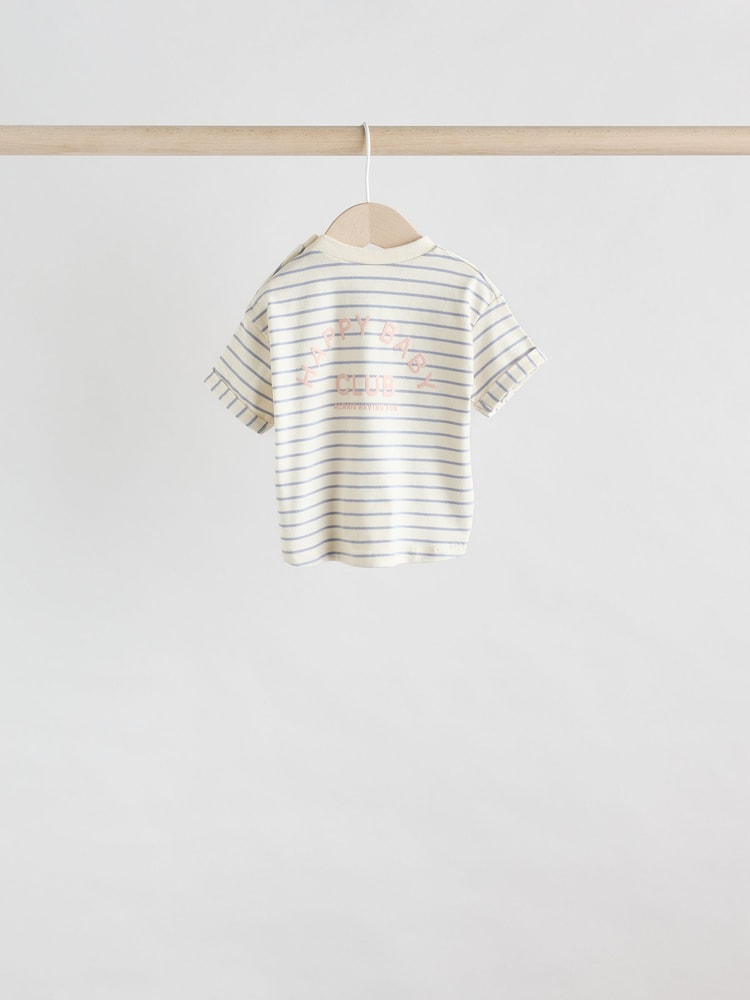 Pink and Grey Stripe Baby Short Sleeve T-Shirt and Shorts Set 6 Piece - Image 10 of 17