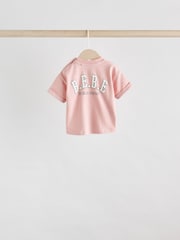 Pink and Grey Stripe Baby Short Sleeve T-Shirt and Shorts Set 6 Piece - Image 12 of 17
