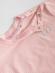 Pink and Grey Stripe Baby Short Sleeve T-Shirt and Shorts Set 6 Piece - Image 17 of 17