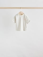 Pink and Grey Stripe Baby Short Sleeve T-Shirt and Shorts Set 6 Piece - Image 2 of 17