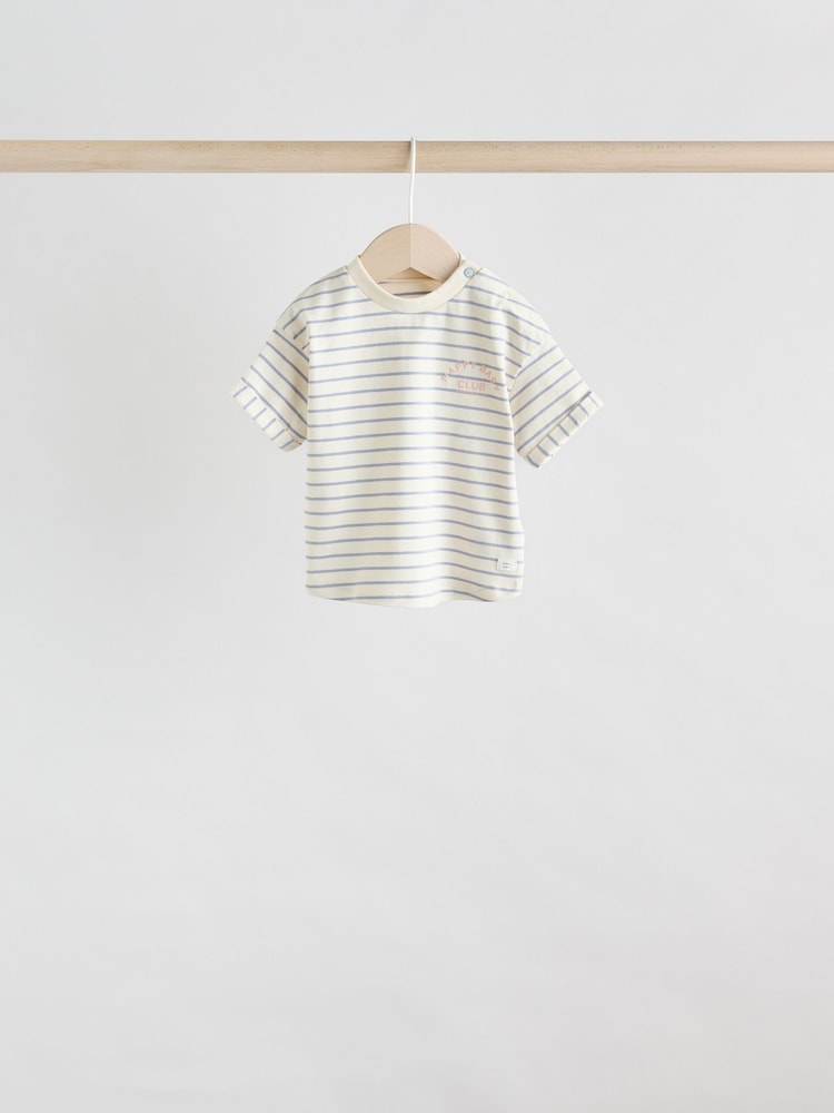 Pink and Grey Stripe Baby Short Sleeve T-Shirt and Shorts Set 6 Piece - Image 2 of 17