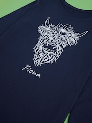 Personalised Womens Highland Cow 100% Cotton Pyjamas by Stitch Style - Image 3 of 7