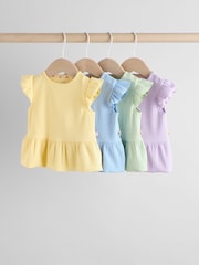 Multi Pastel Coloured 4-pack Short Sleeve Baby Ribbed Top - Image 1 of 13