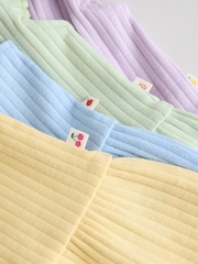 Multi Pastel Coloured 4-pack Short Sleeve Baby Ribbed Top - Image 10 of 13