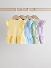 Multi Pastel Coloured 4-pack Short Sleeve Baby Ribbed Top - Image 2 of 13