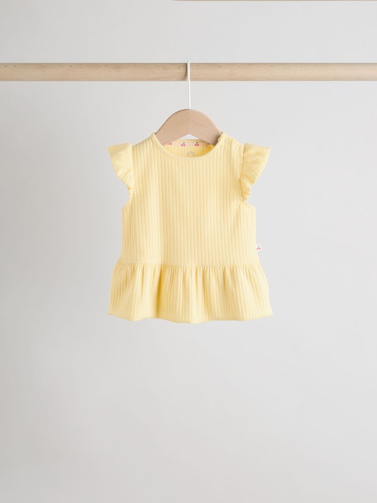 Multi Pastel Coloured 4-pack Short Sleeve Baby Ribbed Top - Image 3 of 13