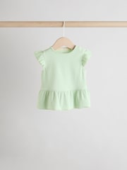 Multi Pastel Coloured 4-pack Short Sleeve Baby Ribbed Top - Image 5 of 13