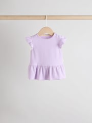 Multi Pastel Coloured 4-pack Short Sleeve Baby Ribbed Top - Image 6 of 13