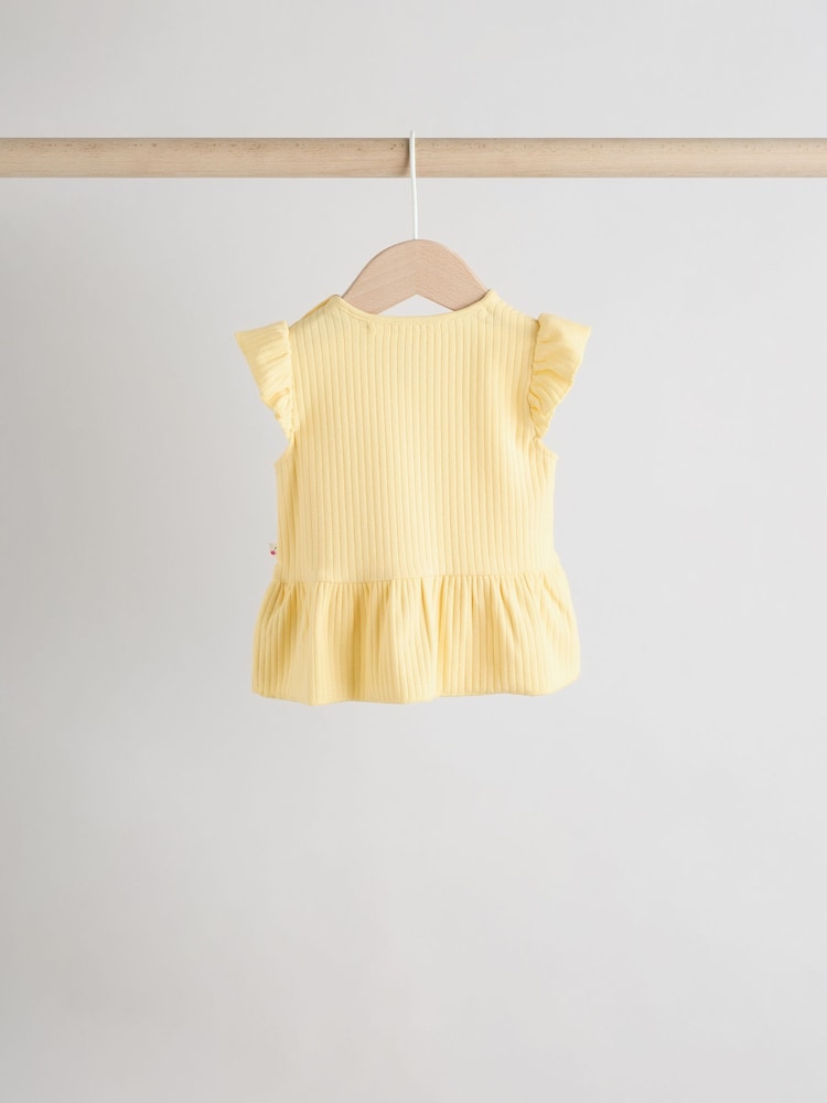 Multi Pastel Coloured 4-pack Short Sleeve Baby Ribbed Top - Image 7 of 13