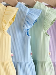 Multi Pastel Coloured 4-pack Short Sleeve Baby Ribbed Top - Image 8 of 13