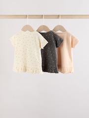 Cream/Charcoal Spot Baby Jersey Short Sleeve Tops 3 Pack - Image 2 of 11