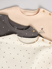Cream/Charcoal Spot Baby Jersey Short Sleeve Tops 3 Pack - Image 8 of 11