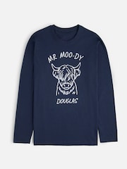 Personalised Mens "MR MOO-DY" Highland Cow 100% Cotton Pyjamas by Stitch Style - Image 4 of 9