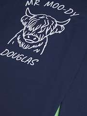 Personalised Mens "MR MOO-DY" Highland Cow 100% Cotton Pyjamas by Stitch Style - Image 7 of 9