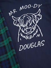 Personalised Mens "MR MOO-DY" Highland Cow 100% Cotton Pyjamas by Stitch Style - Image 8 of 9