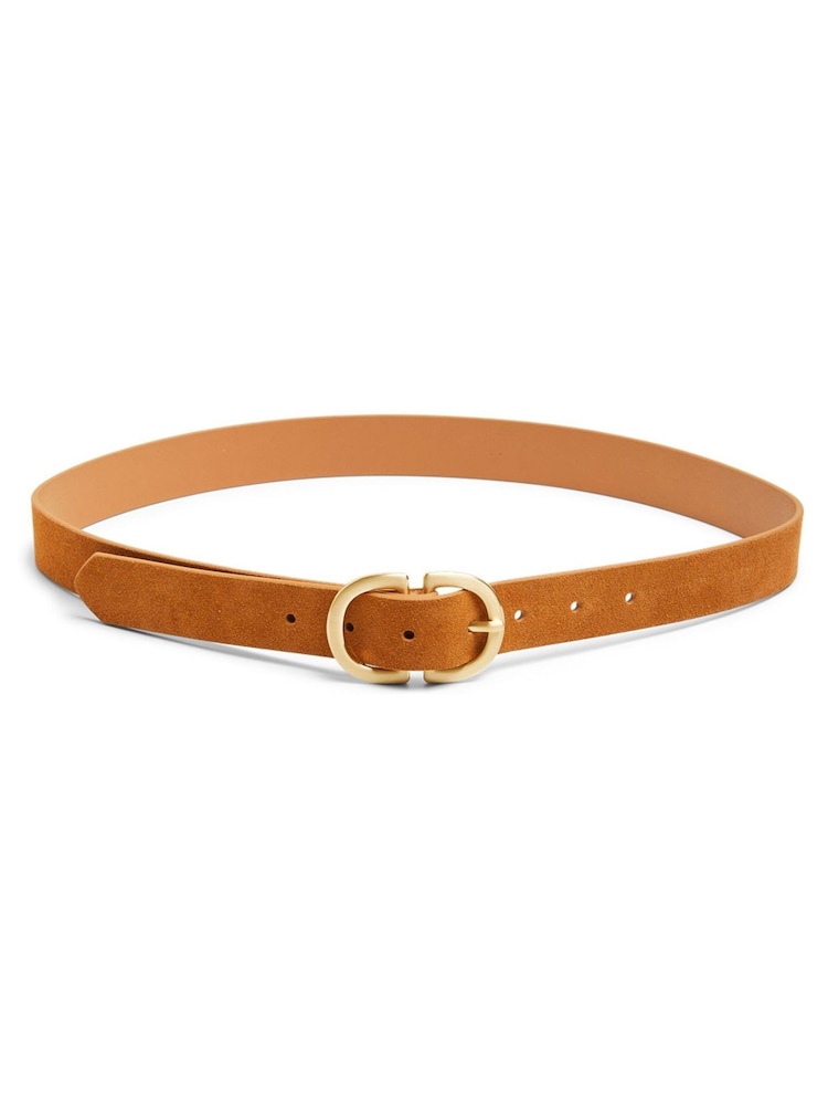 PIECES Brown Suede Buckle Belt - Image 1 of 1