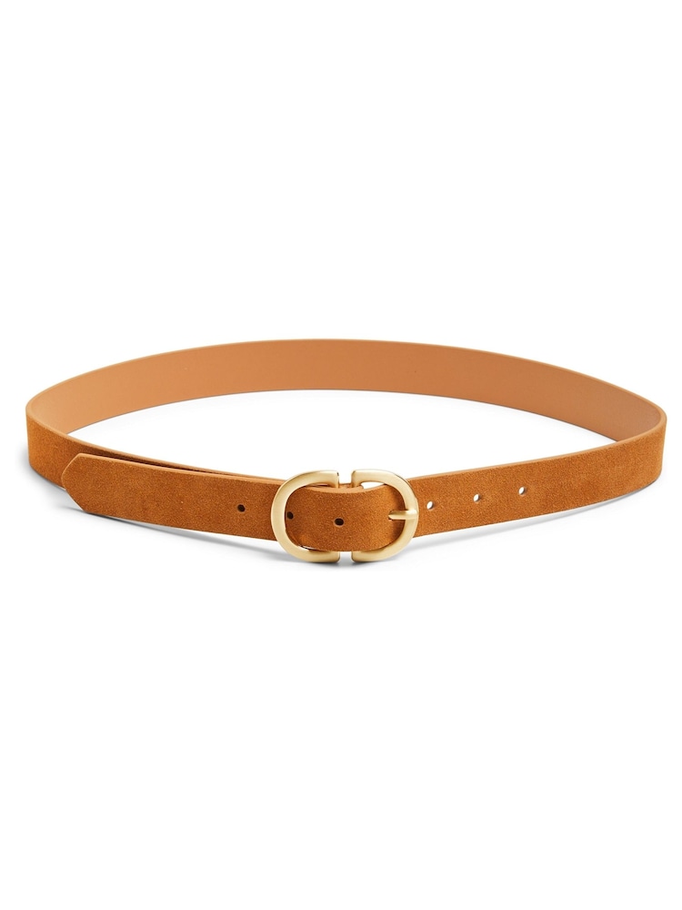 PIECES Brown Suede Buckle Belt - Image 1 of 3 PIECES Brown Suede Buckle Belt - Image 1 of 3