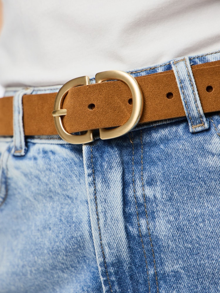 PIECES Brown Suede Buckle Belt - Image 3 of 3
