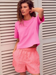 Gingham rose - Short texturé et froissé à taille élastiquée - Image 2 of 4
