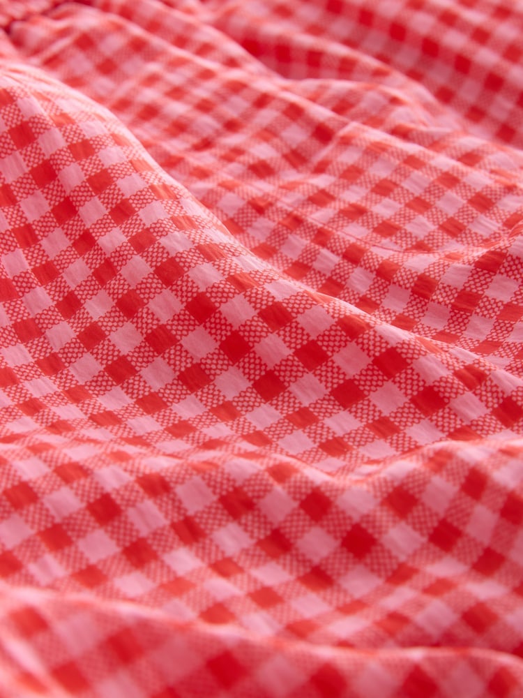 Pink Gingham Textured Crinkle Elasticated Waist Shorts - Image 7 of 7