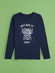 Personalised Womens "MRS MOO-DY" Highland Cow 100% Cotton Pyjamas by Stitch Style - Image 2 of 9