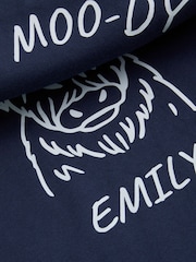 Personalised Womens "MRS MOO-DY" Highland Cow 100% Cotton Pyjamas by Stitch Style - Image 7 of 9