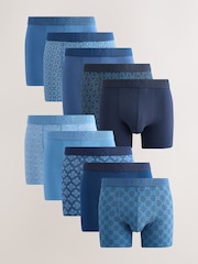 Blue Geometric Pattern 10 pack Rich Trunks Boxers - Image 1 of 14