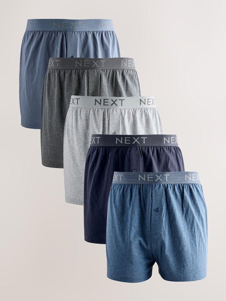Blue/Grey 5 Pack Loose Boxers - Image 1 of 9